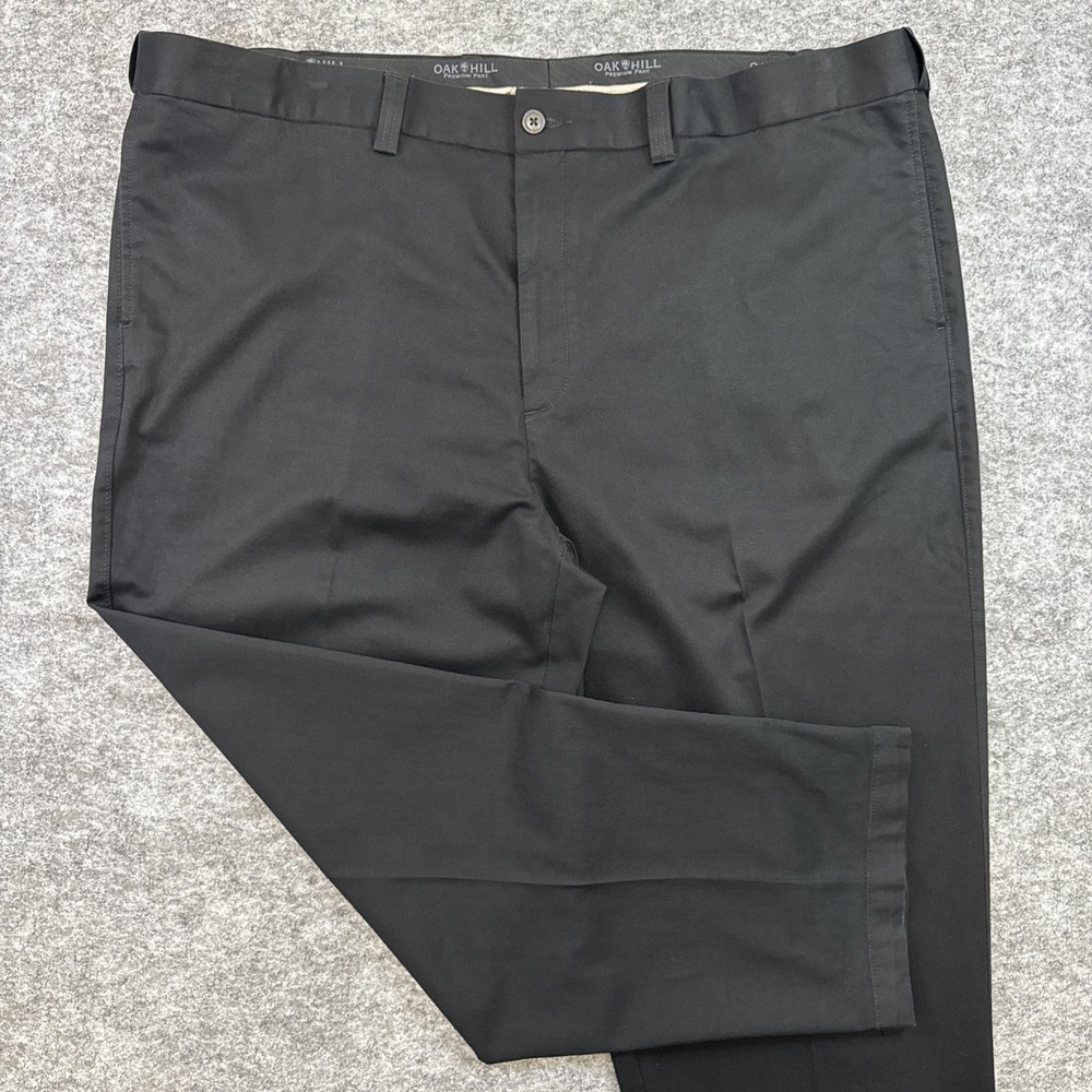 Oak Hill pants men's 50x30 black flat front trousers business casual office work